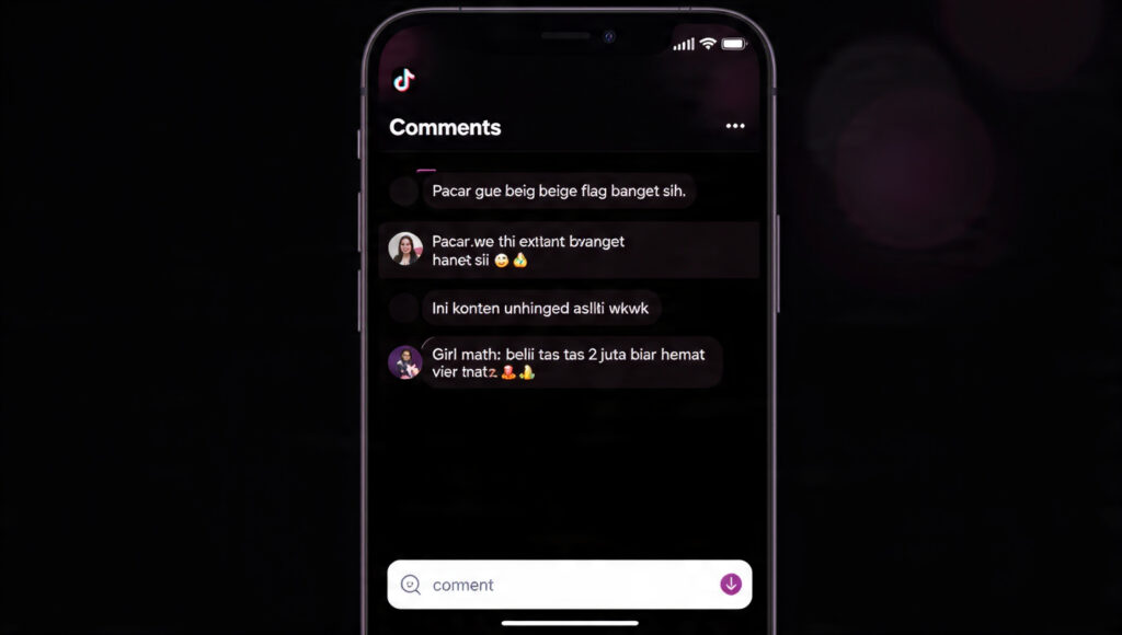 contoh: komentar tiktok istilah gaul di TikTok Kamus Gaul Tiktok, Contoh Komentar
